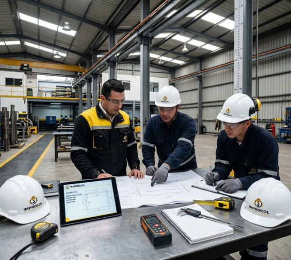 Diagnóstico y diseño técnico para sistemas de izaje, análisis de carga, recorrido y operación segura en Bogotá, Colombia. IMPROCOL